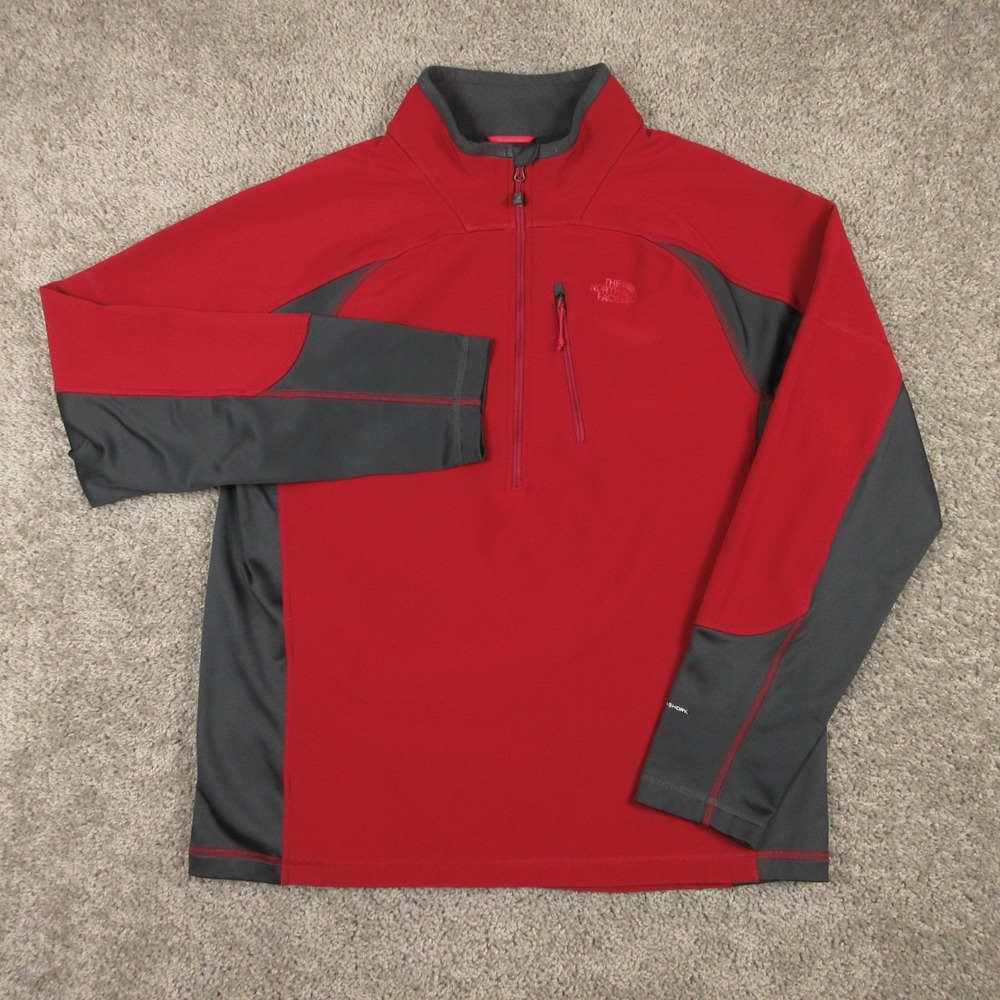 The North Face Jacket Mens Large Red Softshell 1/4 Zip Pullover Flash Dray Hike